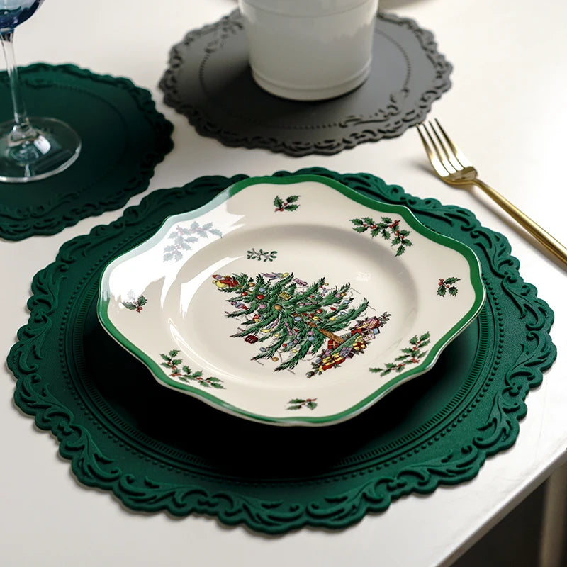 Cerâmica de Natal Louça Quadrada, Placa Longa de Alta Qualidade Padrão De Planta Vintage, Salada De Frutas Domésticas, Novo