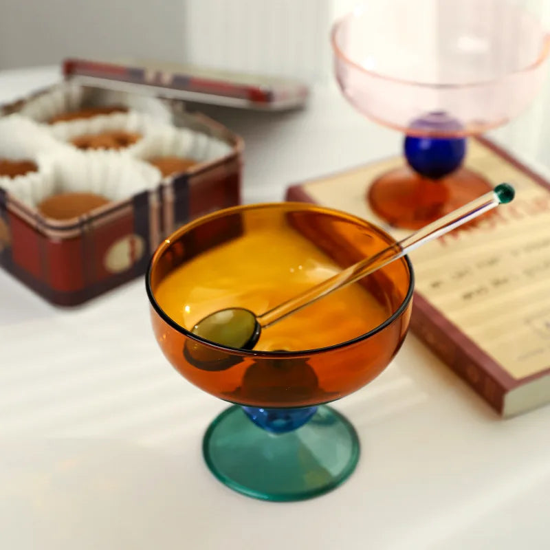 Taça de Sobremesa Elegante em Vidro Colorido