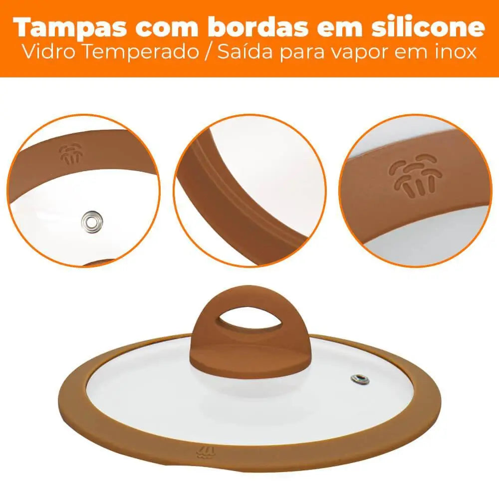 Conjunto Panelas Antiaderente Cerâmica 5pcs