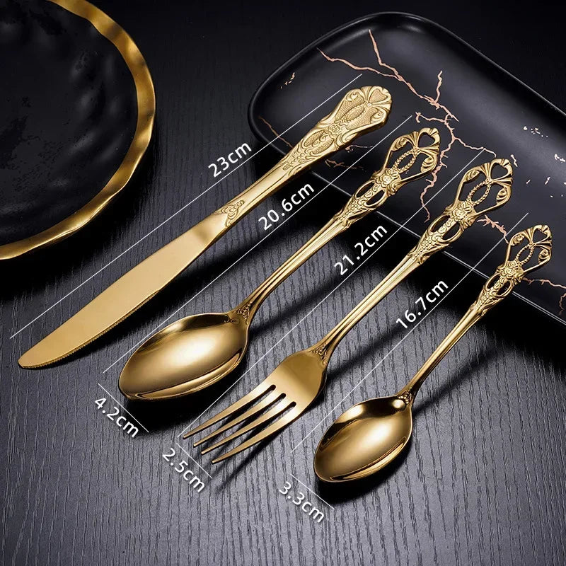 Kit Talheres Retrô em Inox - 4pcs