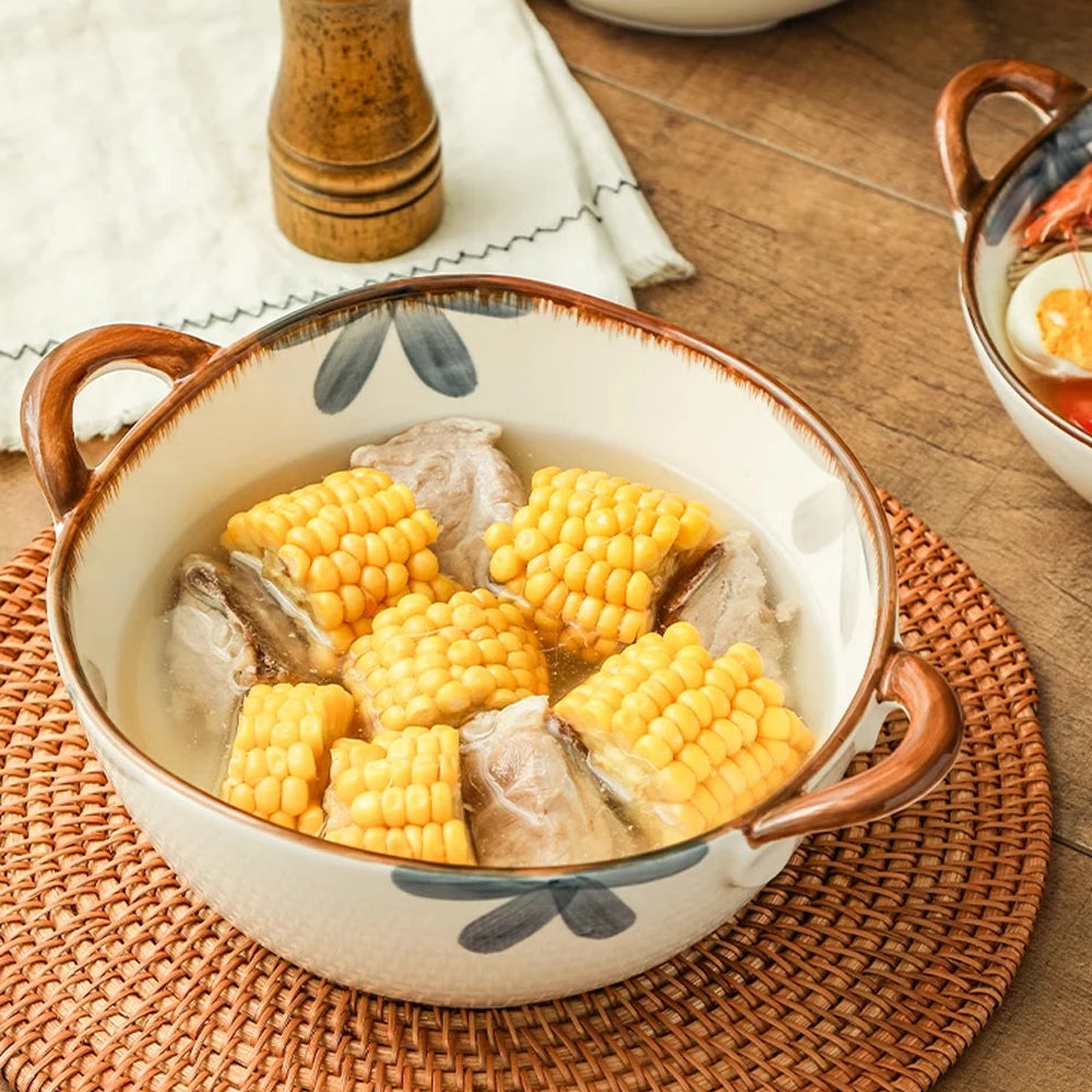Tigela de Sopa com Alças Duplas 1500ml Cerâmica