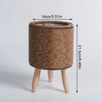 Boho Plant Stand Basket com pernas removíveis, Prateleira de flores, Plantador tecido, Imitação Rattan, Plantas Suculentas