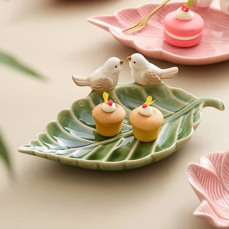 Bandeja de cerâmica Dim Sum Pássaro Criativa Prateleira para Armazenamento de Jóias Mesa de Chá em Casa Decoração Presentes Bonitos, Novos