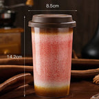 Caneca de Café em Cerâmica Premium com Tampa de Silicone 290ml e 350ml