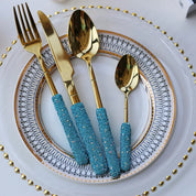 Talheres Blue com Strass Individual e Kit 3 ou 4 pcs