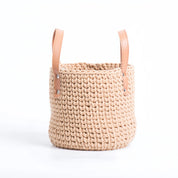 Cesta de armazenamento com alça de couro tricotada à mão, cesta de tecido de corda de algodão, cesta de armazenamento doméstico, desktop, cestas de flores criativas