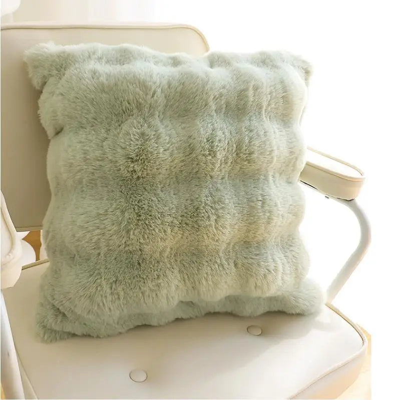 Coelho cabelo bolha travesseiro de pelúcia sofá quarto cabeceira quadrado travesseiro escritório cintura encosto com travesseiro núcleo fronha almofada