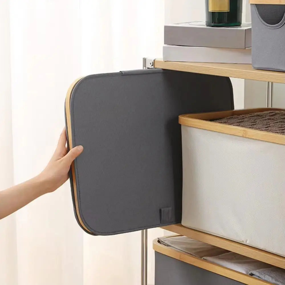 Cesta Dobrável de Lavanderia com Alças de Bambu