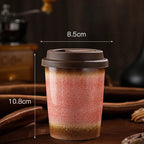 Caneca de Café em Cerâmica Premium com Tampa de Silicone 290ml e 350ml