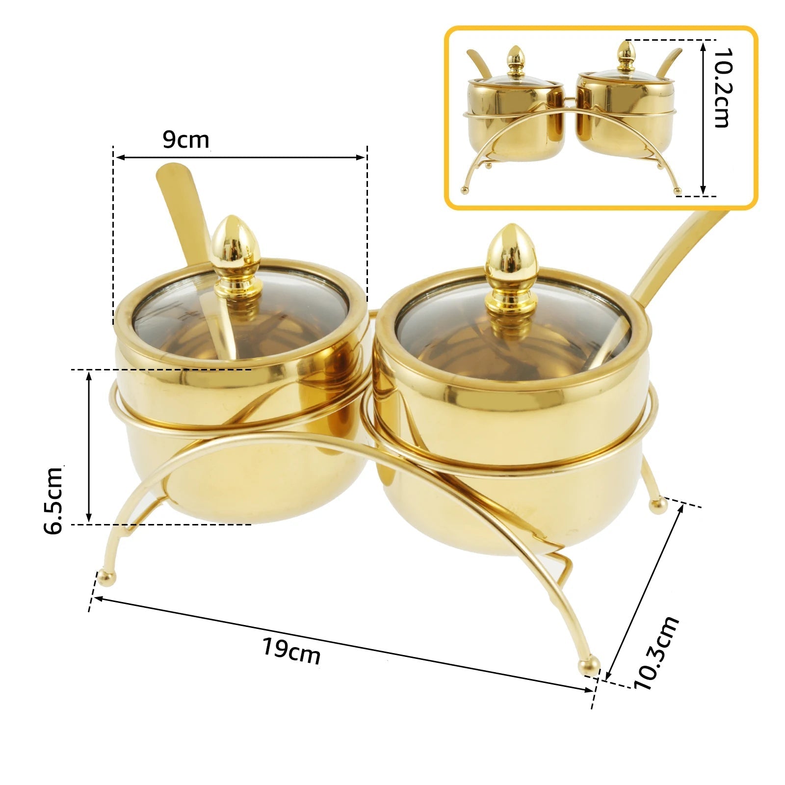 Potes de Tempero Luxy em Aço Inoxidável - Individual e 2 ou 3pcs