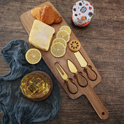 Conjunto Tábua de Queijo e Espátulas em Madeira Acácia - 4pcs