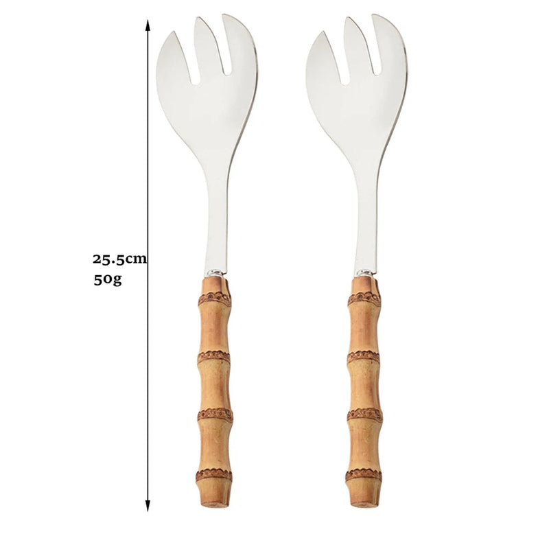 Kit Utensílios em Bambu e Inox - 2pcs