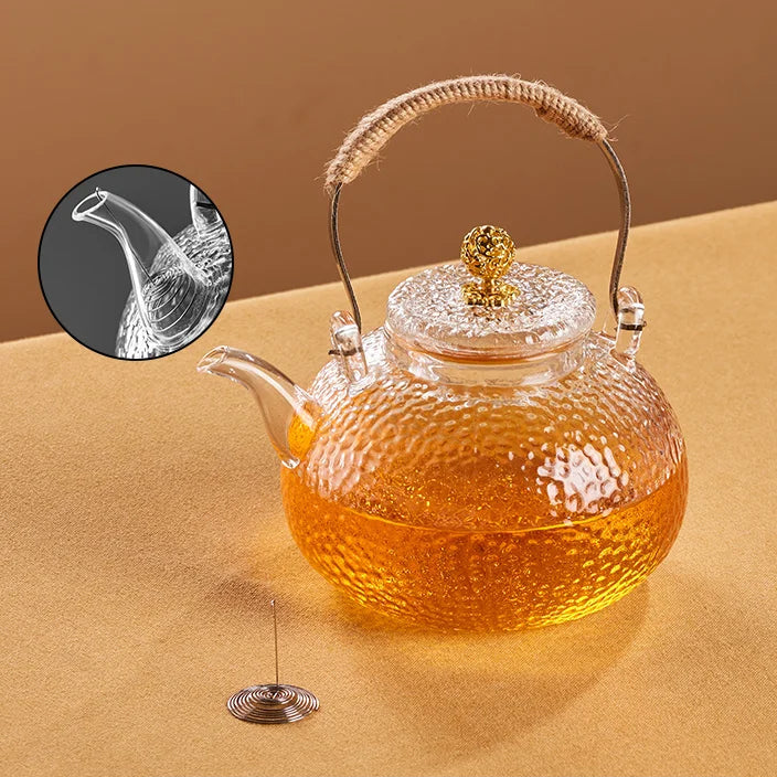 GIANXI Espessamento Bule De Vidro De Borosilicato Alto, Hammer Design Tea Pot, Casa Anti-escaldão trançado Hemp Rope Beam Teapot