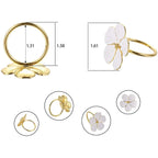 Conjunto Anéis de Guardanapo Flores Branca 4 Pcs