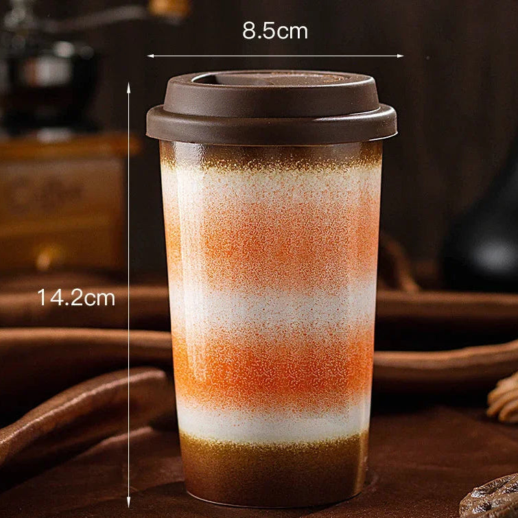 Caneca de Café em Cerâmica Premium com Tampa de Silicone 290ml e 350ml