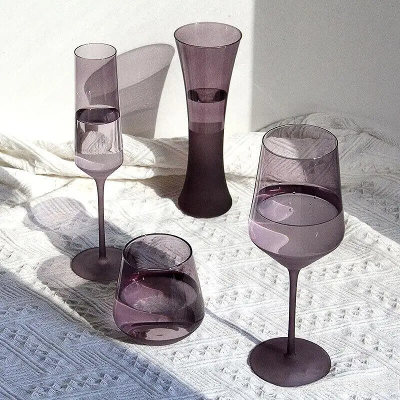 Taças e Copo de Cristal Roxo Fosco - Individual