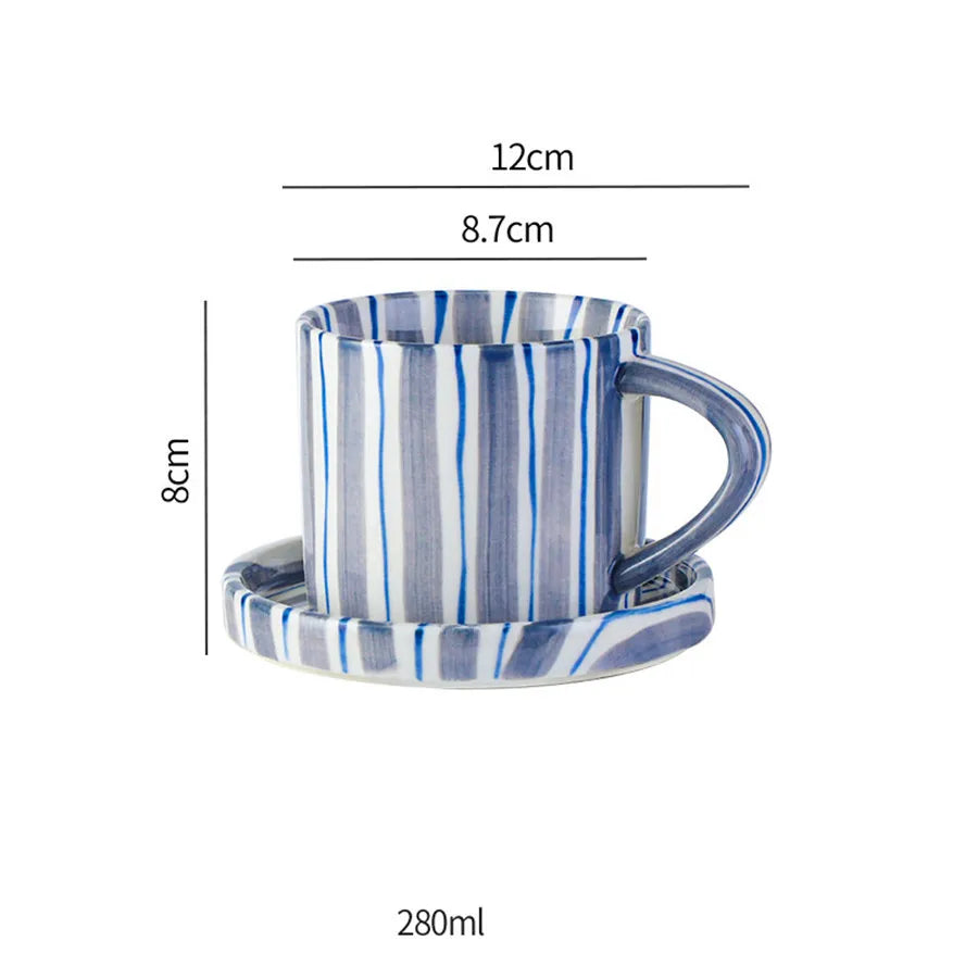 Conjunto de Cerâmica Listrado para Café e Chá