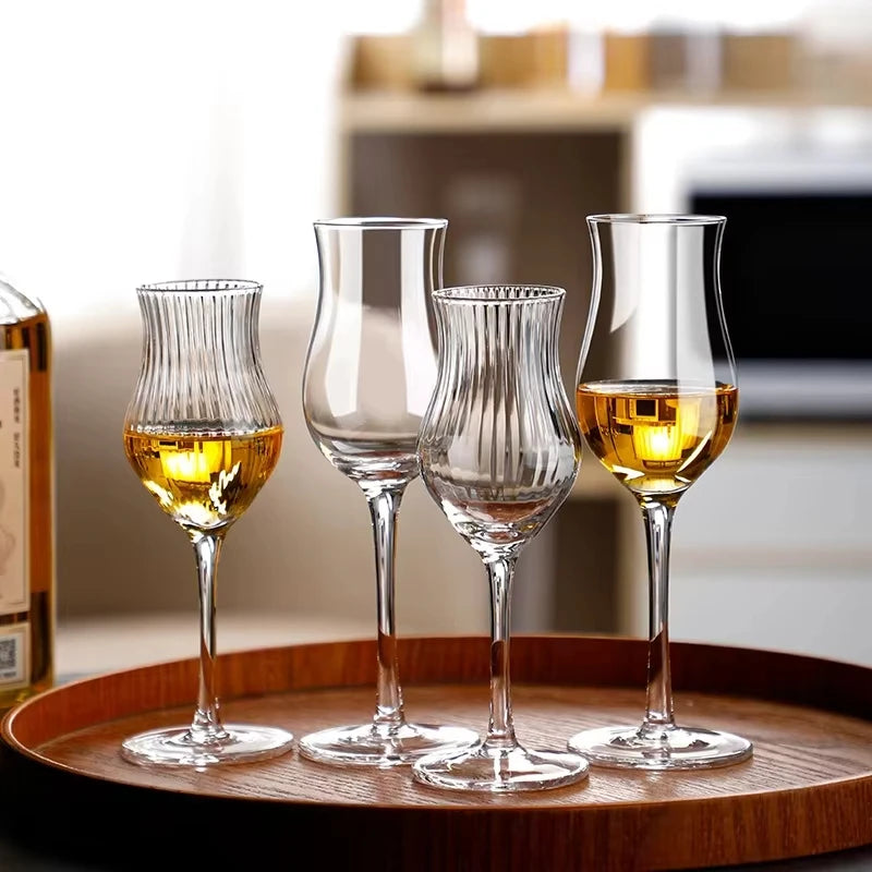 Estilo japonês harpa listra taça de uísque conhaque brandy snifter copita nariz vidro cristal tulipas uísque cheiro degustação copo