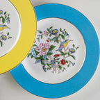 Prato Decorativo de Porcelana Europeia com Flores e Pássaros para Salada e Refeições