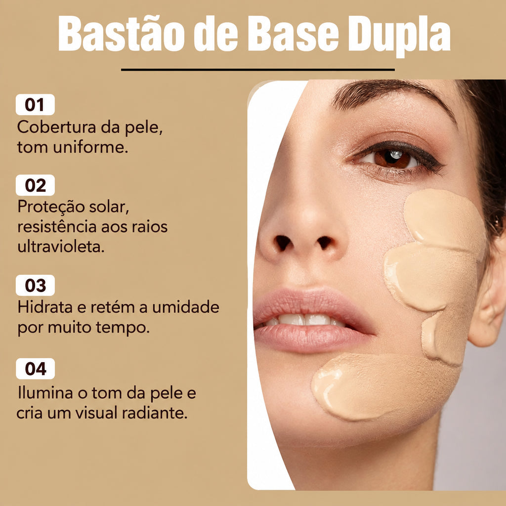 Base e Corretivo Facial 2 em 1 em Bastão com Pincel