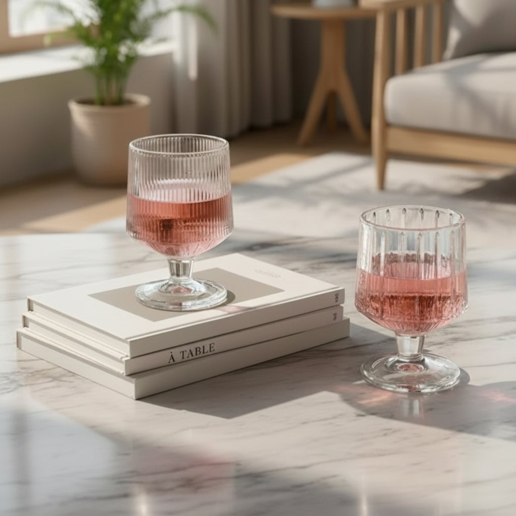 Taça de Vidro com Listras Verticais Sofisticado - 230ml