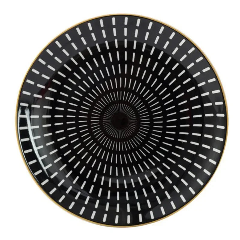 Prato de Porcelana Geométrico de Luxo