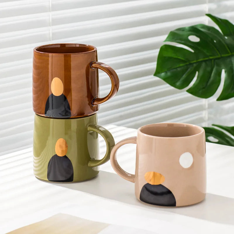 Chá de leite canecas de café drinkware melhor presente de aniversário estilo nórdico moderno e minimalista pintura abstrata escritório cerâmica xícara de café caneca