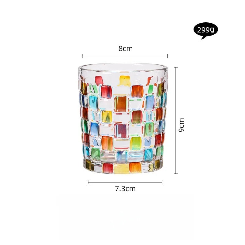 Copo de vinho pintado luxuoso caneca de café estética uísque vidro de cristal beber copo de cerveja garrafa de água decoração para casa acessório de bar