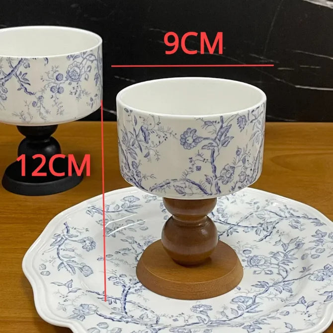 Taça para Sobremesa com Base em Madeira