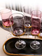 Copos e Taças de Cristal Detalhes Dourado - Individual