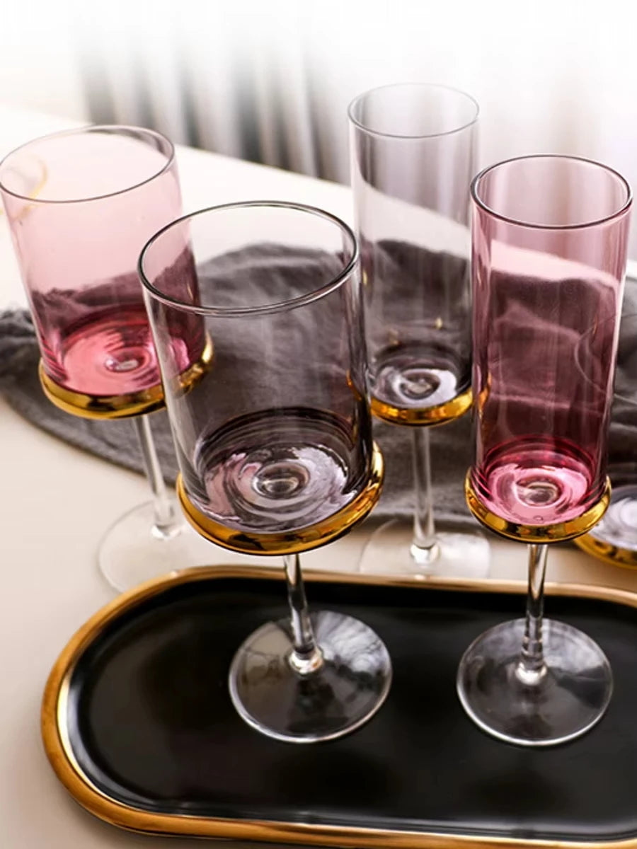 Copos e Taças de Cristal Detalhes Dourado - Individual