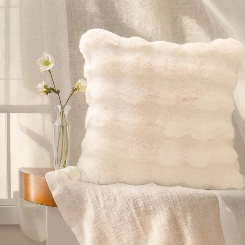 Atacado bolha coelho veludo travesseiro inverno pelúcia fronha nordic sofá almofada cintura travesseiro novo estilo ins Нав®лочка