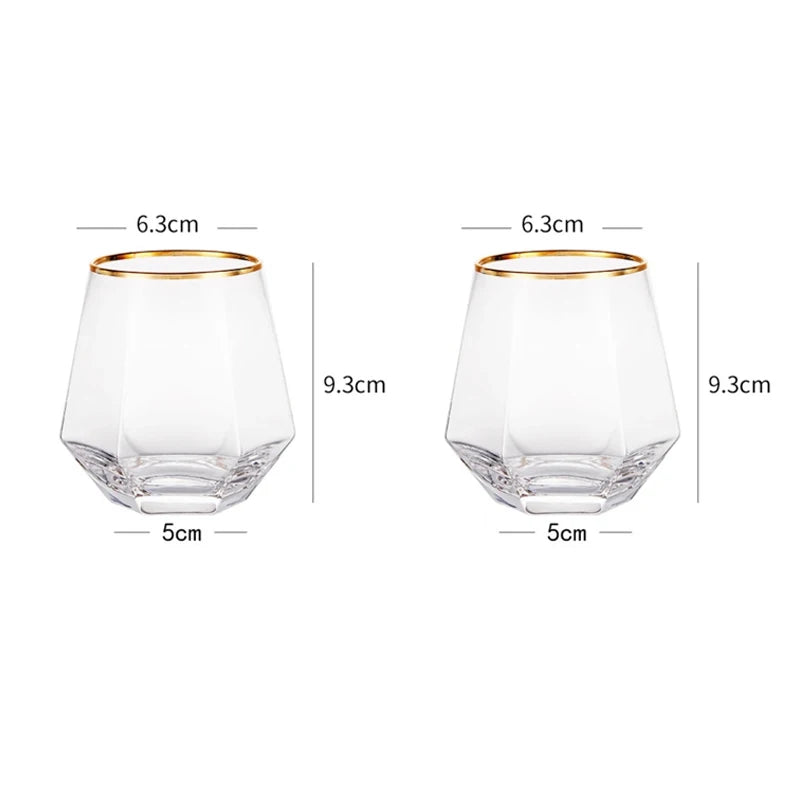 Copo Hexagonal de Vidro Colorido 320ml para Bebidas Nobres