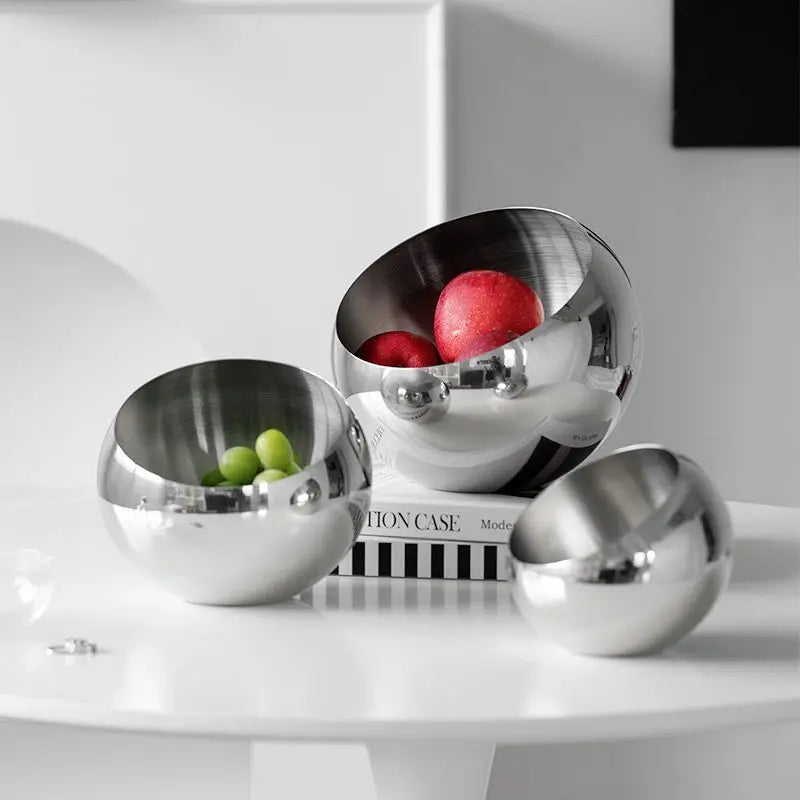Bacia de Frutas Luxuosa em Aço Inoxidável Nordic