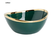 Tigela de Cerâmica Nórdica Luxuosa com Acabamento Dourado Elegante