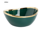 Tigela de Cerâmica Nórdica Luxuosa com Acabamento Dourado Elegante