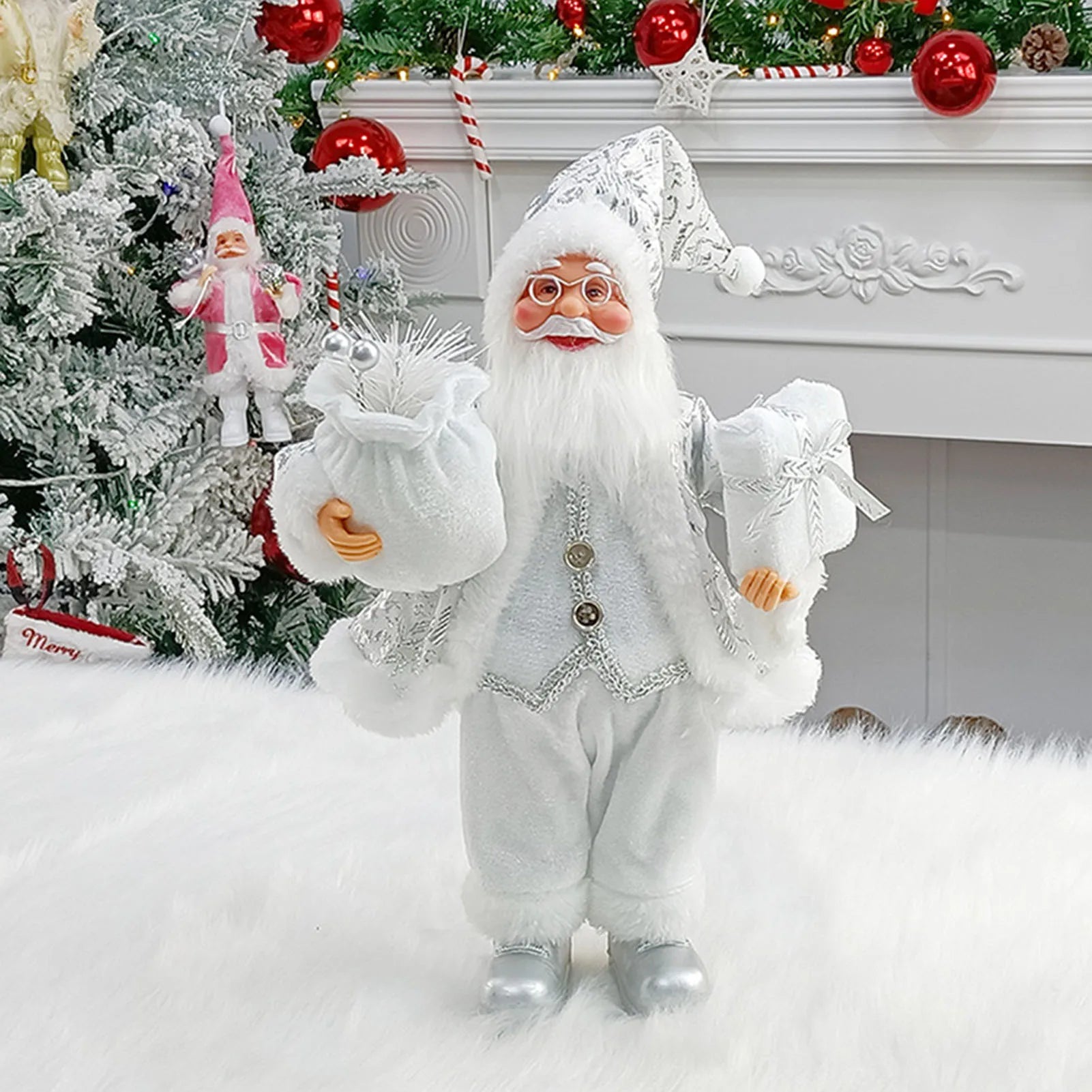 Natal sentado em pé papai noel estatuetas boneca bonito 12 polegada árvore de natal festa ornamento mesa escritório lareira decoração casa