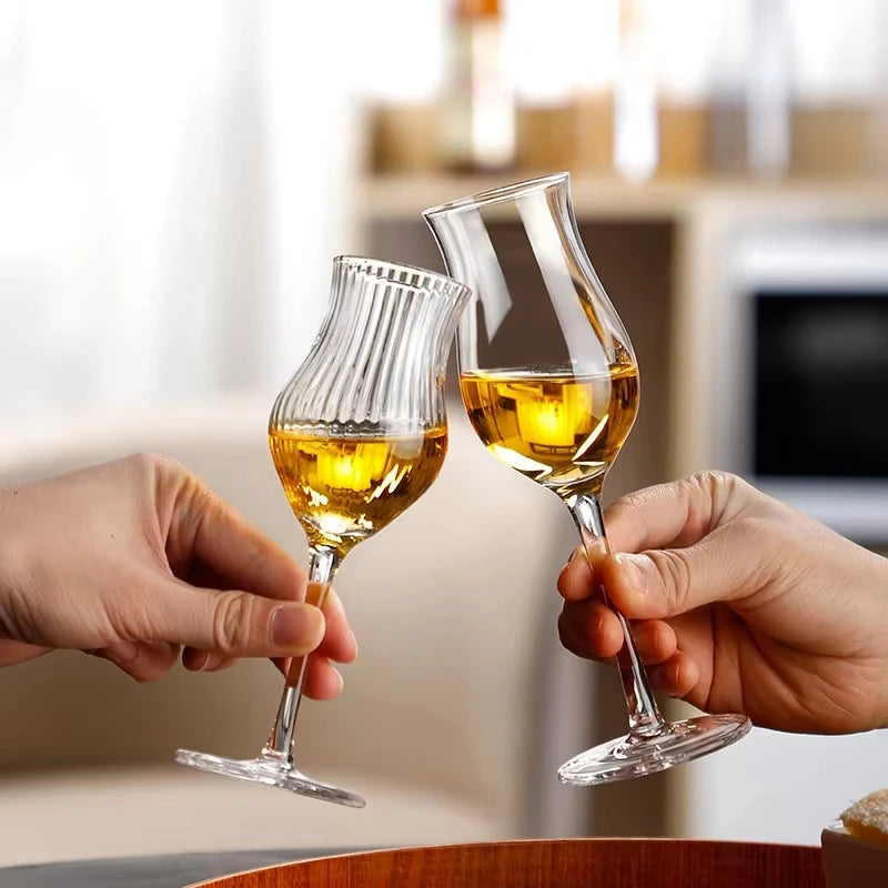 Estilo japonês harpa listra taça de uísque conhaque brandy snifter copita nariz vidro cristal tulipas uísque cheiro degustação copo