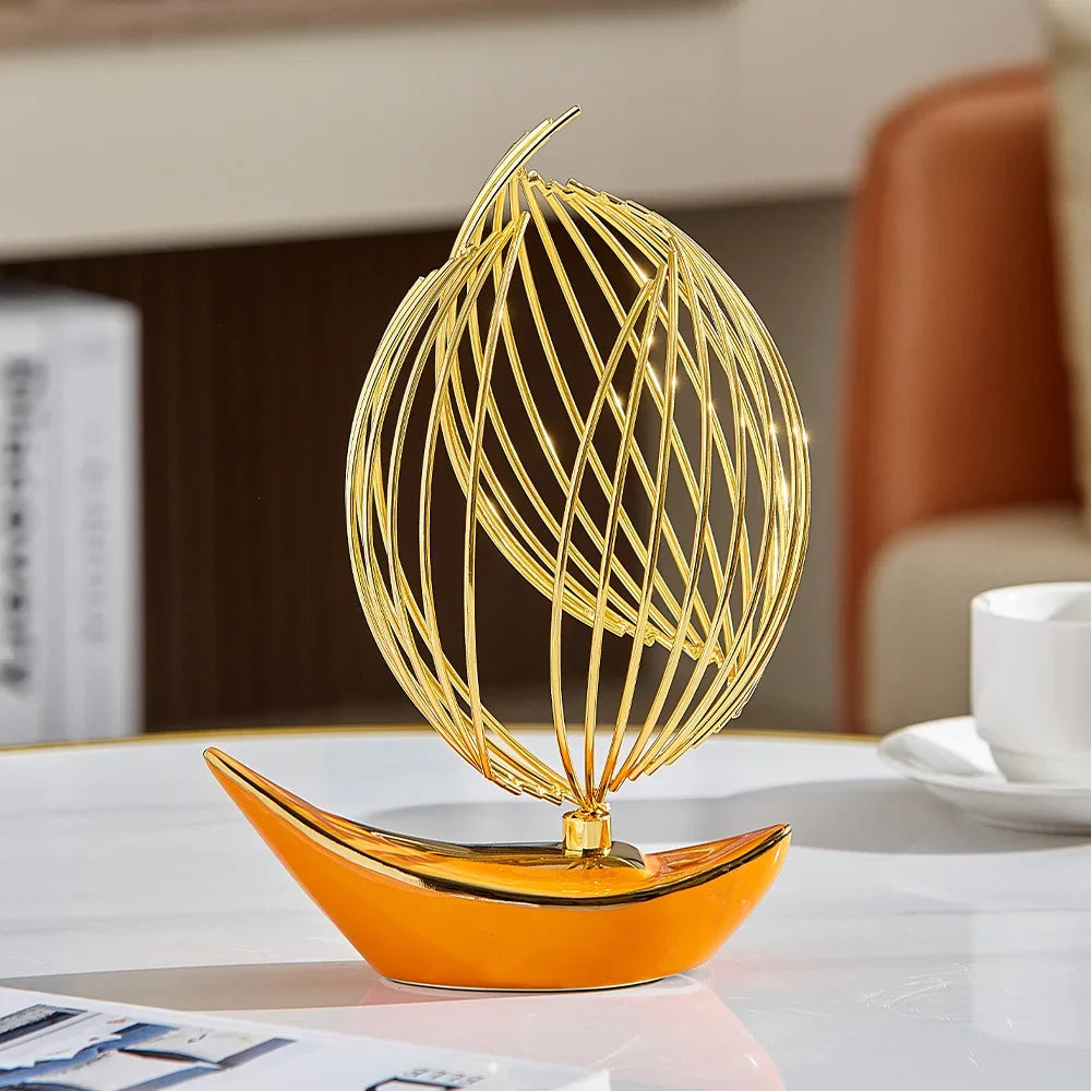 O Barco Escultura Moderna em Porcelana