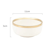 Pratos e Tigelas Branco Dourado em Porcelana - 6 Modelos