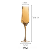 Cálice de champanhe sem chumbo, copos de vinho coloridos, cristal, diamante martelado, copo de uísque, norte da Europa luxo, âmbar dourado, casa