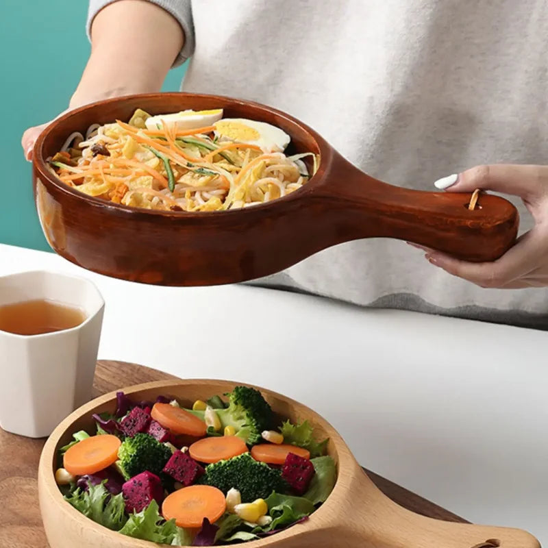 Tigela de Madeira com Cabo para Salada