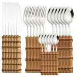 Conjunto Talheres de Bambu - 24 Pcs