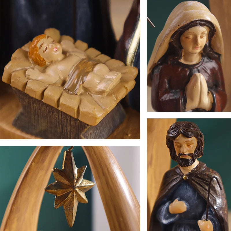 Escultura de presépio, decoração de casa para quartos, salas de estar, estudos e entradas, arte religiosa colecionável