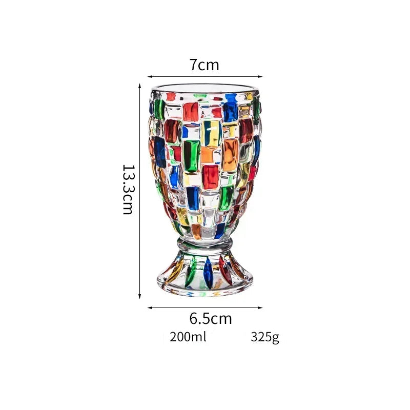 Copo de Vidro Formato Quadrados Colorido