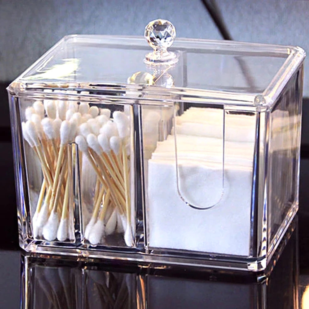Organizador de Cotonetes em Acrílico Transparente