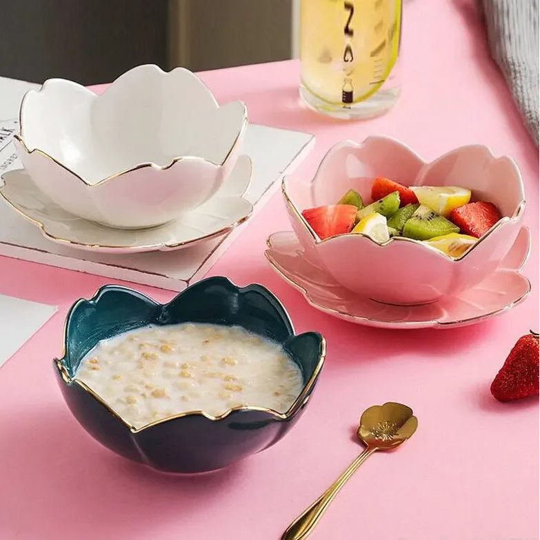 Taça de Cerejeira Dourada, Porcelana Japonesa, Conjunto de Pratos, Colher, Garfo, Fruta Criativa, Sorvete, Açúcar, Recipiente de Água