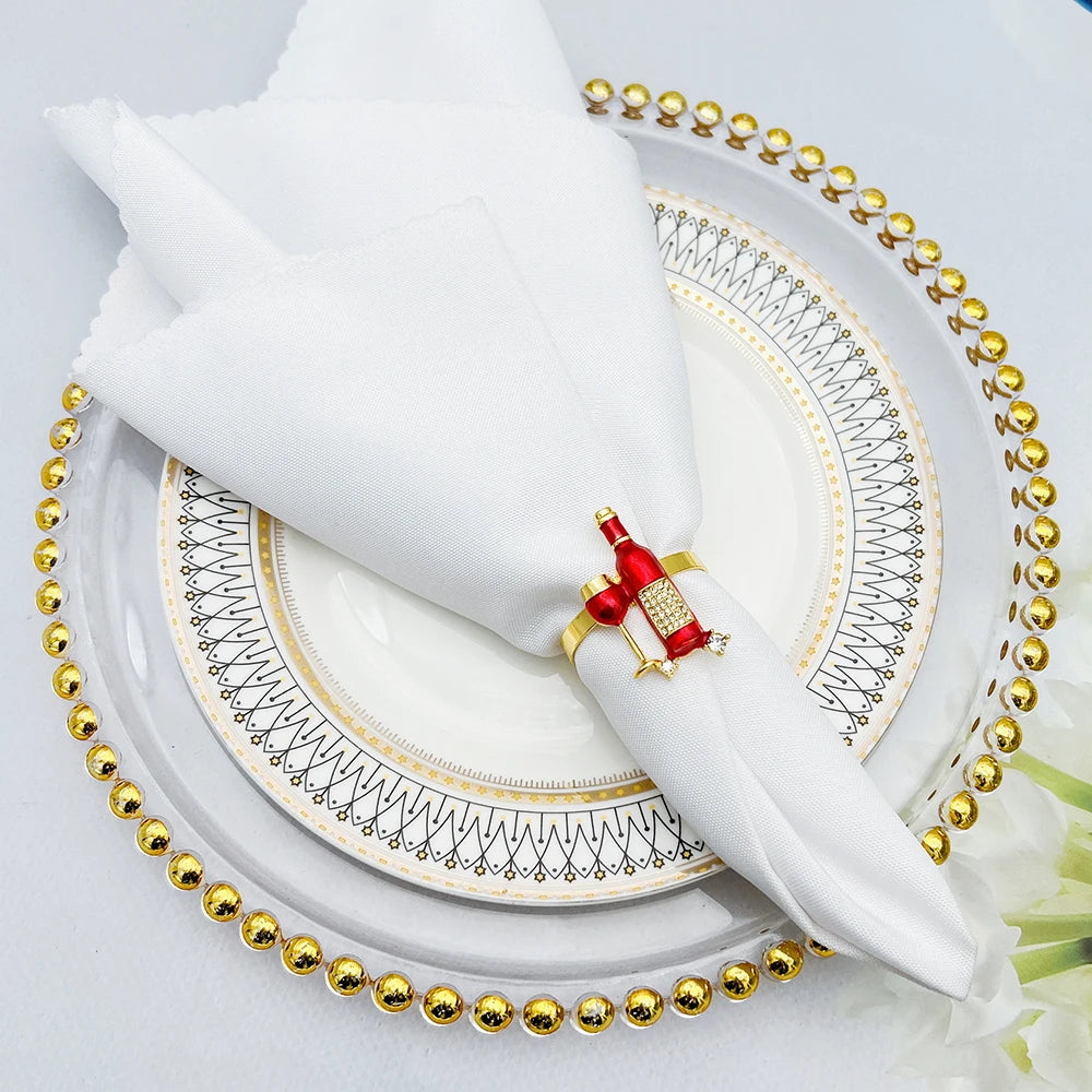 Kit Anéis de Guardanapo Formato Vinho 6 Pcs