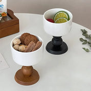 Taça para Sobremesa com Base em Madeira