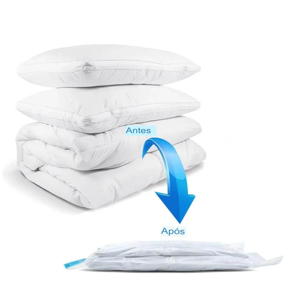 Kit Saco a Vácuo para Roupas 5 Peças + Bomba de Extração de Ar